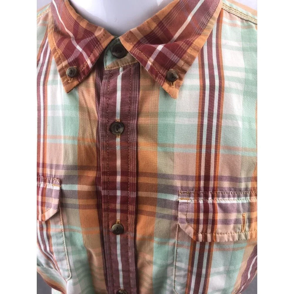 The North Face Men Shirt Madras Plaid Short Sleeve Button Up Hiking Large L